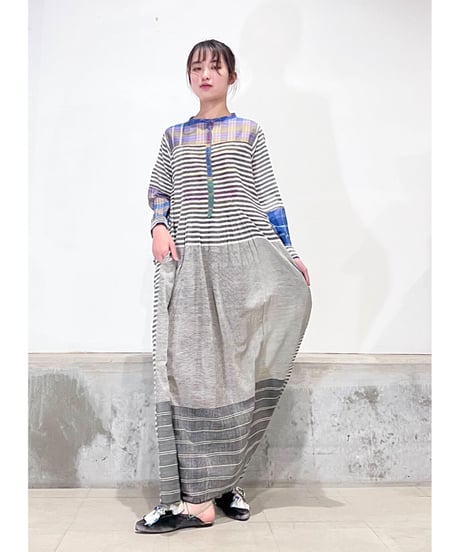 【残り僅か】injiriコットン100％/ドレス195/Black & Multi Check