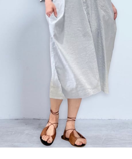 BIANCA/レースアップレザーサンダル/Brown