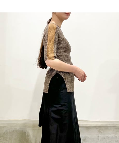CLOSED/リネンニットTOPS/Black&Brown