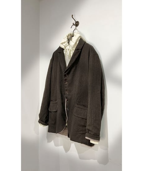 Men'sウールリネンジャケット/HannohWessel/Brown stripes