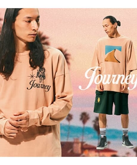 【残り僅か】Tee Library/ルーズロングTシャツ/ベージュピンク