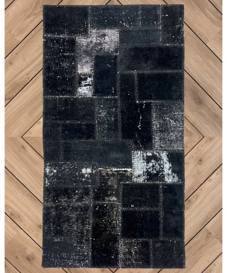 Turkish carpet Small /Black patchwork/vintage and antique
