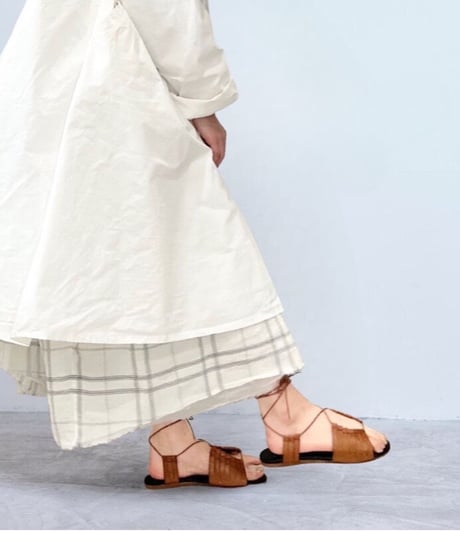 BIANCA/レースアップレザーサンダル/Brown