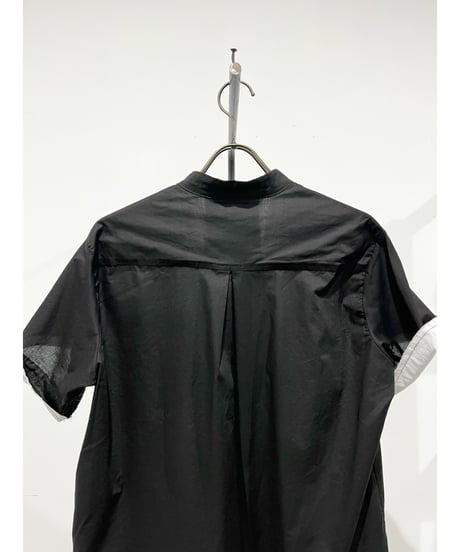 Men'sコットンシャツ(ブラック)/HannohWessel/Mサイズ