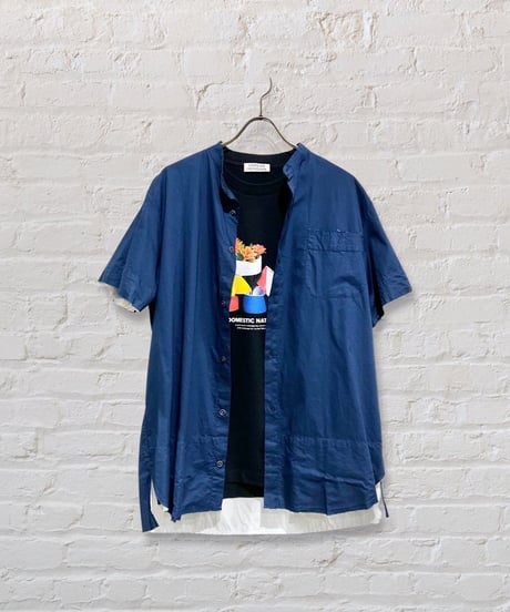 Men'sコットンシャツ(ネイビー)/HannohWessel/Mサイズ