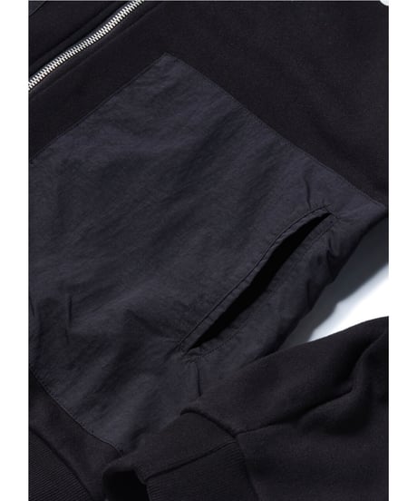 Tee Library/フードジップスエットジャケット/ブラック