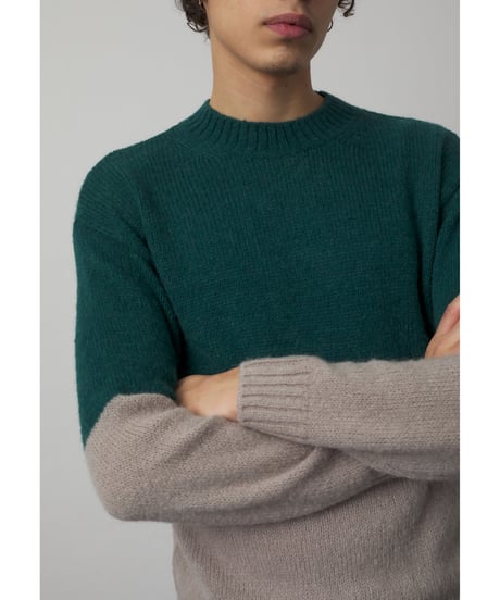 CLOSED Men's/ﾊﾞｲｶﾗｰｸﾙｰﾈｯｸﾆｯﾄ/Fir green