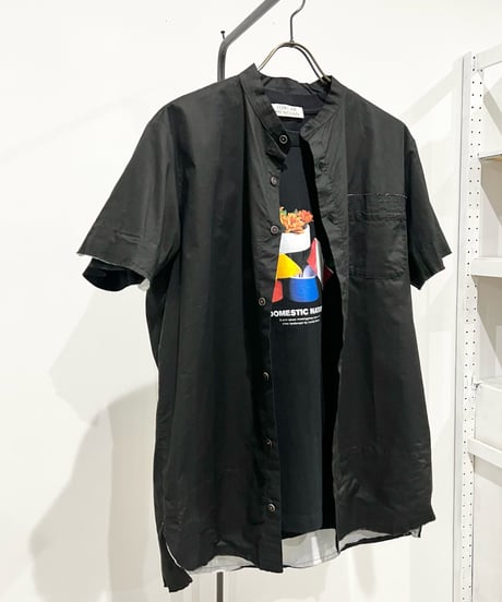 Men'sコットンシャツ(ブラック)/HannohWessel/Mサイズ