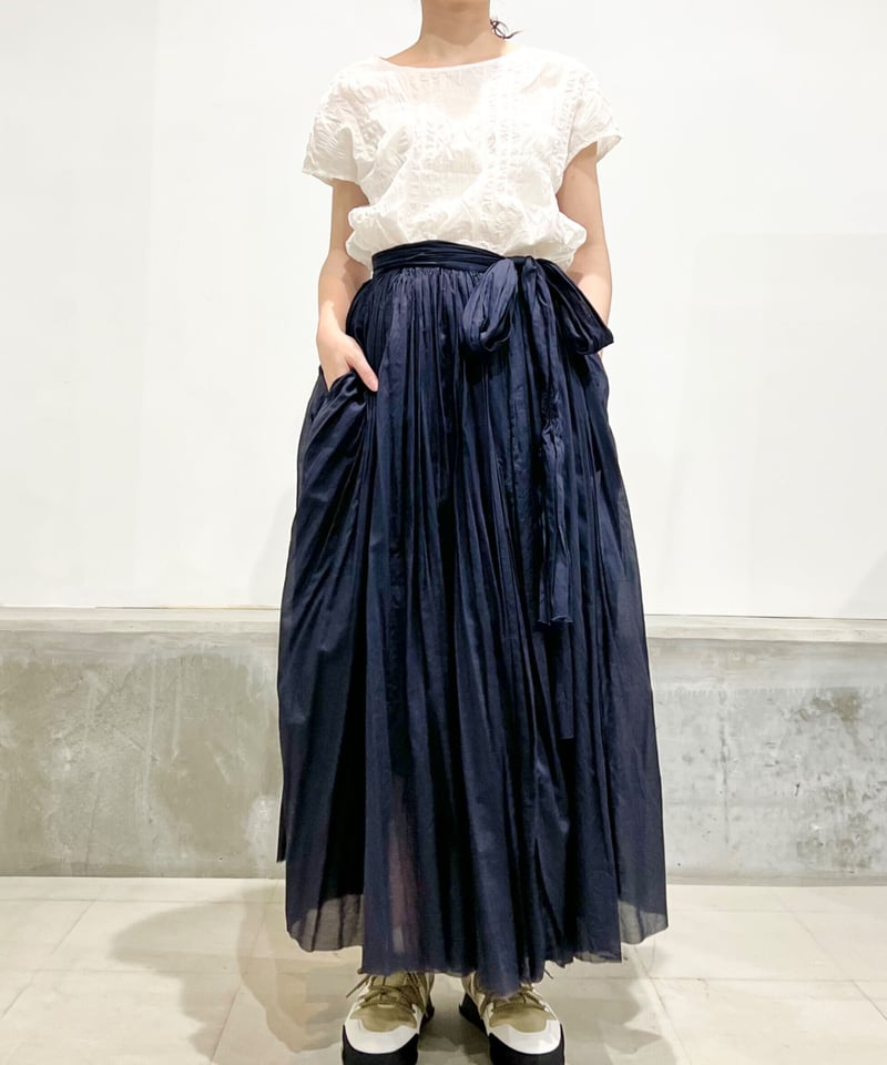 残り僅か】elsa esturgie/ｵｰｶﾞﾆｯｸｺｯﾄﾝｽｶｰﾄ/ダークネイビー | ETTA 