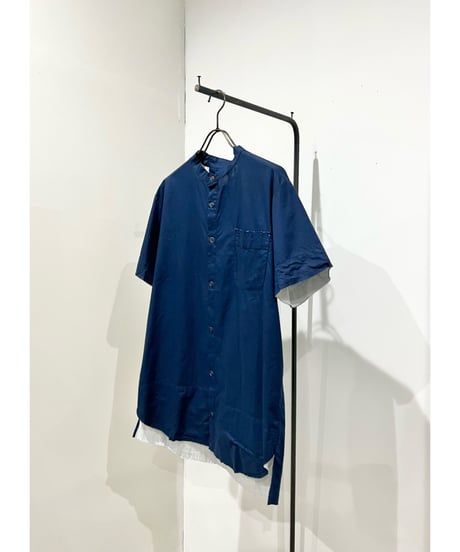 Men'sコットンシャツ(ネイビー)/HannohWessel/Mサイズ