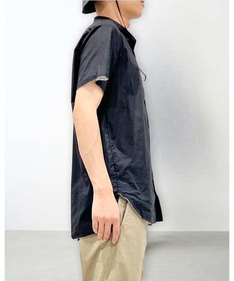 Men'sコットンシャツ(ブラック)/HannohWessel/Mサイズ