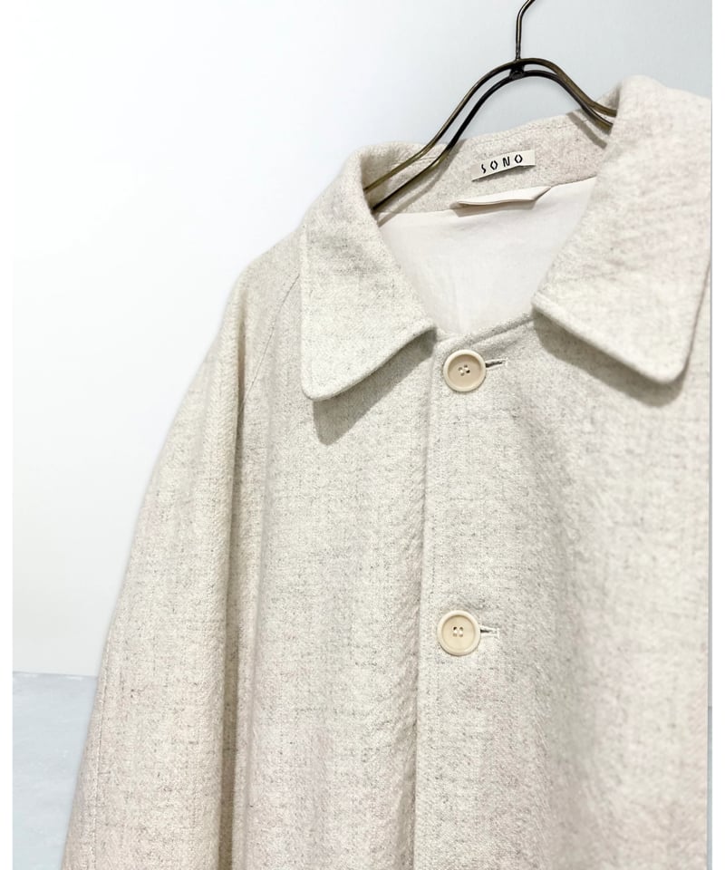 残り僅か】VONSONO/ｵｰｶﾞﾆｯｸｳｰﾙ100%・UNISEXステンカラーコート/Na