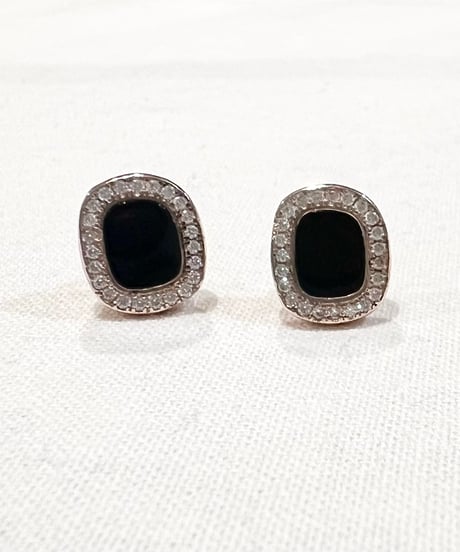 【残り僅か】nina des criquets/Black onyx and zirconia earrings/4sp-04
