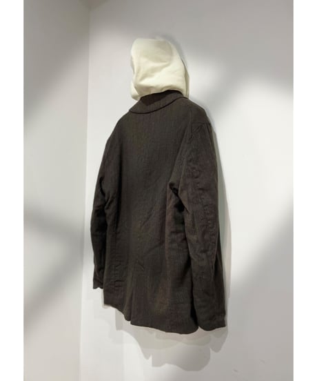 Men'sウールリネンジャケット/HannohWessel/Brown stripes