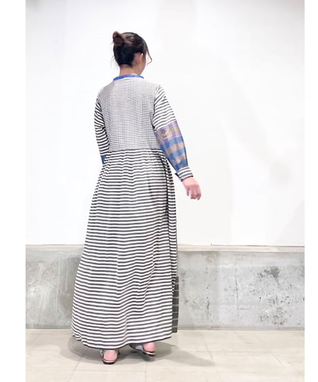 【残り僅か】injiriコットン100％/ドレス195/Black & Multi Check