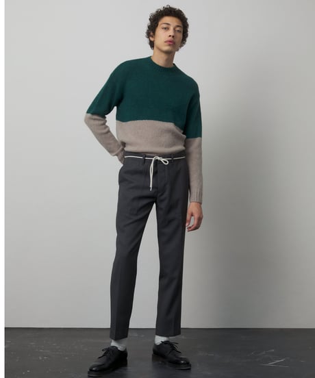 CLOSED Men's/ﾊﾞｲｶﾗｰｸﾙｰﾈｯｸﾆｯﾄ/Fir green