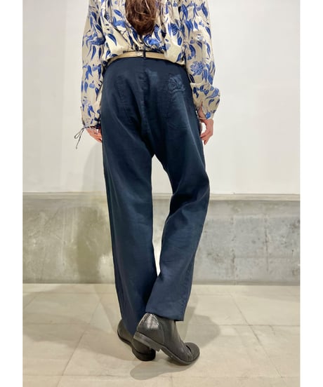 Hannoh wessel/コットン＆リネンパンツ/ネイビー