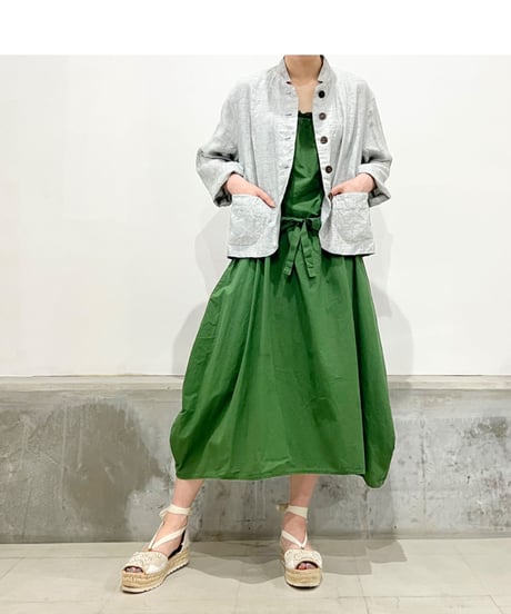 Lady'sリネン＆カットソージャケット(グレー)/HannohWessel/40