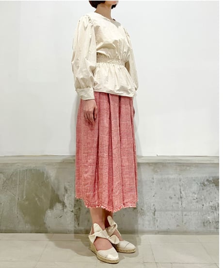 Lady'sリネンスカート(レッドチェック)/HannohWessel/36