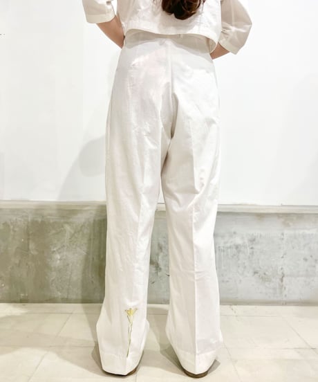 Maria overlap pants/Iris Paint/Ecru