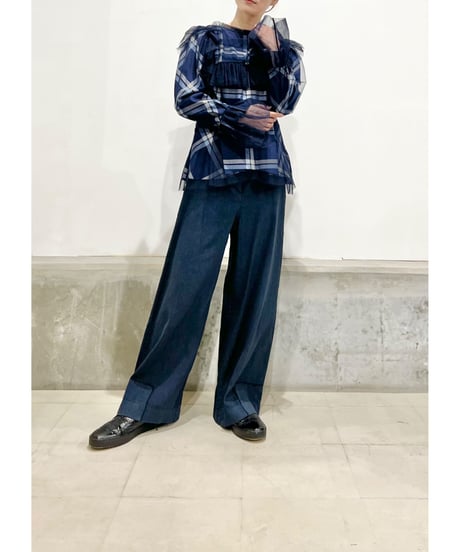 【残り僅か】TEIJA/トップス/ﾈｲﾋﾞｰﾁｪｯｸ&ﾁｭｰﾙ