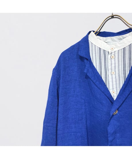 Men'sリネンジャケット/HannohWessel/ブルーネイビーストライプ