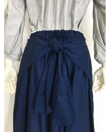 Lady'sコットンスカート（ネイビー)/HannohWessel 36