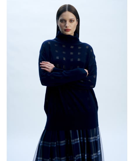 【残り僅か】TEIJA/スカート/ﾈｲﾋﾞｰﾁｪｯｸ&ﾁｭｰﾙ