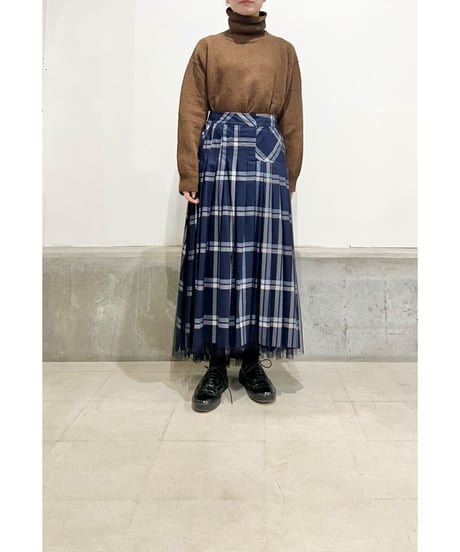 【残り僅か】TEIJA/スカート/ﾈｲﾋﾞｰﾁｪｯｸ&ﾁｭｰﾙ