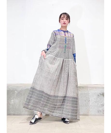 【残り僅か】injiriコットン100％/ドレス195/Black & Multi Check