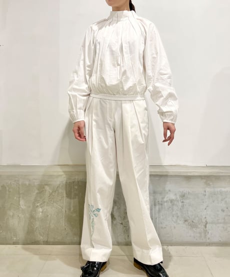 Maria overlap pants/Iris Paint/Ecru