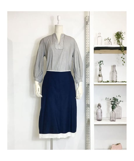 Lady'sコットンスカート（ネイビー)/HannohWessel 36