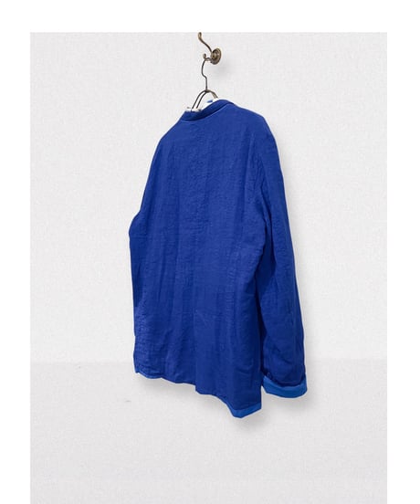 Men'sリネンジャケット/HannohWessel/ブルーネイビーストライプ