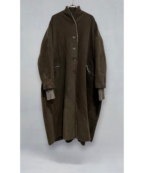 【残り僅か】Hannoh wessel/ウール&カシミヤロングコート/Dark brown