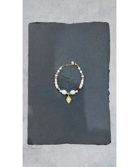 nina des criquets/Mother of pearl and bone bead bracelet 52542/Multi