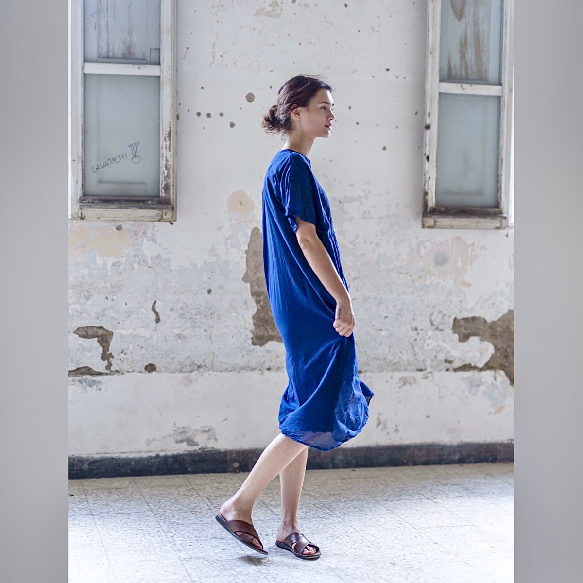 残り僅か】HannohWessel /Lady'sコットンボイルドレス/ネイビー | ETTA