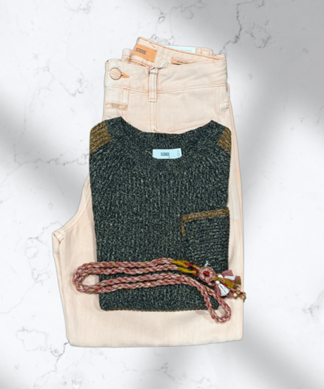 CLOSED/リネンニットTOPS/Black&Brown