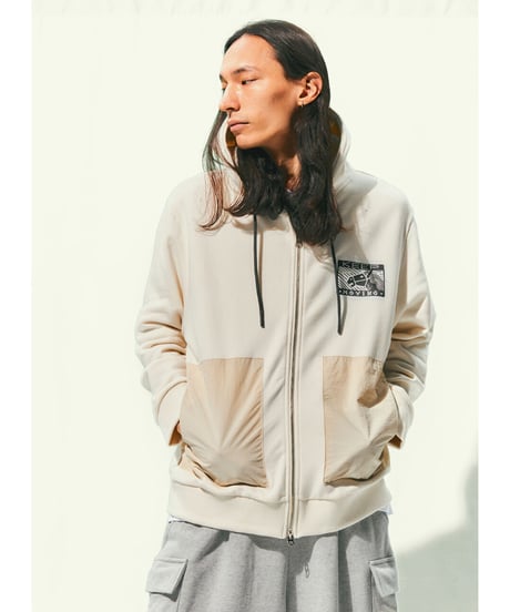 【残り僅か】Tee Library/フードジップスエットジャケット/エクリュ