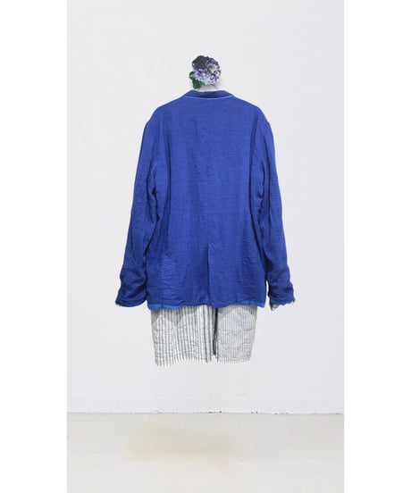 Men'sリネンジャケット/HannohWessel/ブルーネイビーストライプ