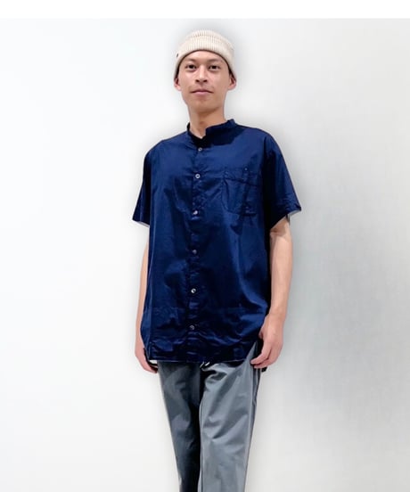 Men'sコットンシャツ(ネイビー)/HannohWessel/Mサイズ
