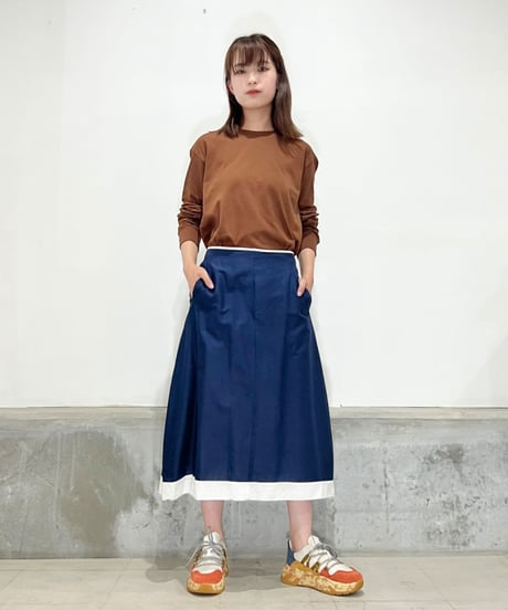 Lady'sコットンスカート（ネイビー)/HannohWessel 36
