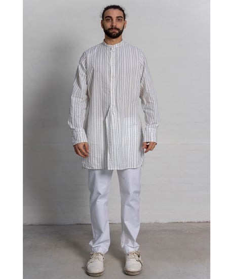 Men'sピンストライプシャツ/HannohWessel/ネイビー