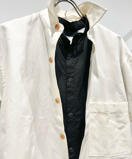 Men'sコットンシャツ(ブラック)/HannohWessel/Mサイズ