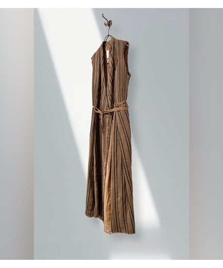 Hannoh wessel/コットンリネン&シルクドレス/ダークブラウン