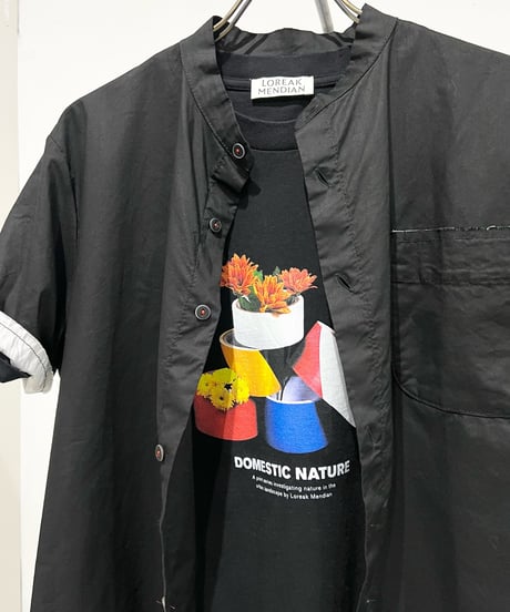 Men'sコットンシャツ(ブラック)/HannohWessel/Mサイズ