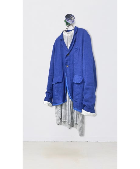 Men'sリネンジャケット/HannohWessel/ブルーネイビーストライプ