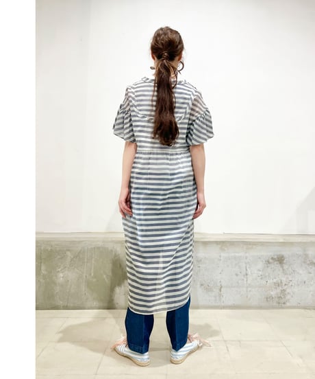 D-due/コットン&シルクワンピース/ブルーボーダー
