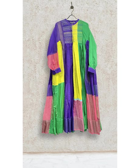 injiri/コットン&シルク・マルチパネルドレス/マルチカラー
