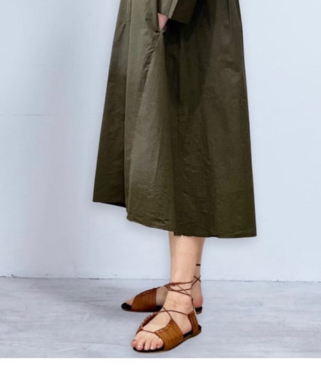 BIANCA/レースアップレザーサンダル/Brown