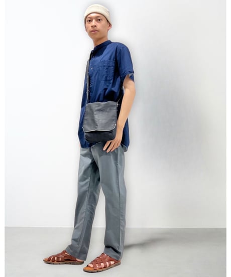 Men'sコットンシャツ(ネイビー)/HannohWessel/Mサイズ